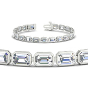 Emerald Cut Diamond Bezel Tennis Bracelet 10.50 Carat